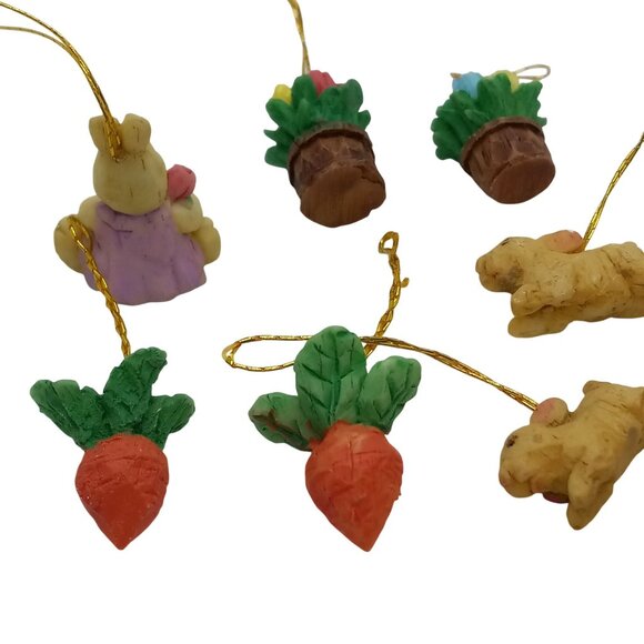 Easter Mini Hanging Ornaments 12 Piece Set Bunny Chicks Carrots Eggs Birdhouse - Picture 6 of 7